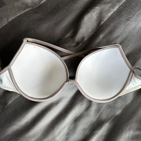 VICTORIA'S SECRET Black White Color Block Swim Push Up Bikini Top Size 36DD - Picture 3 of 5